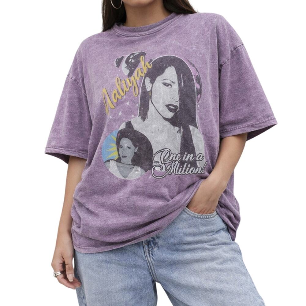 Adults 3XL Aaliyah T-Shirt "One in a Million" Purple Y2K R&B Shirt